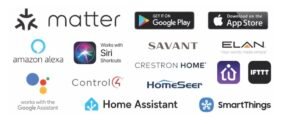 Smart home integration with Matter, Amazon Alexa, Google Assistant, and Apple HomeKit for seamless smart living.