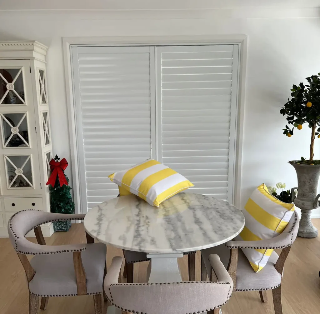 Aluminium plantation shutters provide shade, privacy, and protection — durable, weather-resistant.