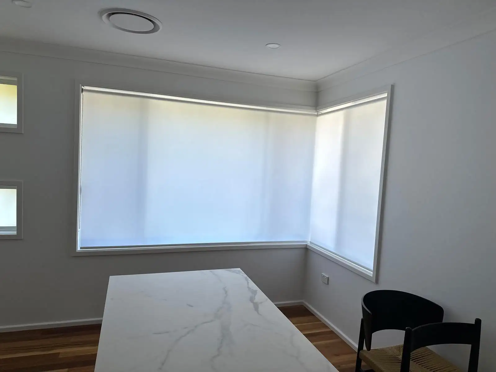 Light Filter Roller Blinds for Corner Windows | Central Coast Homes