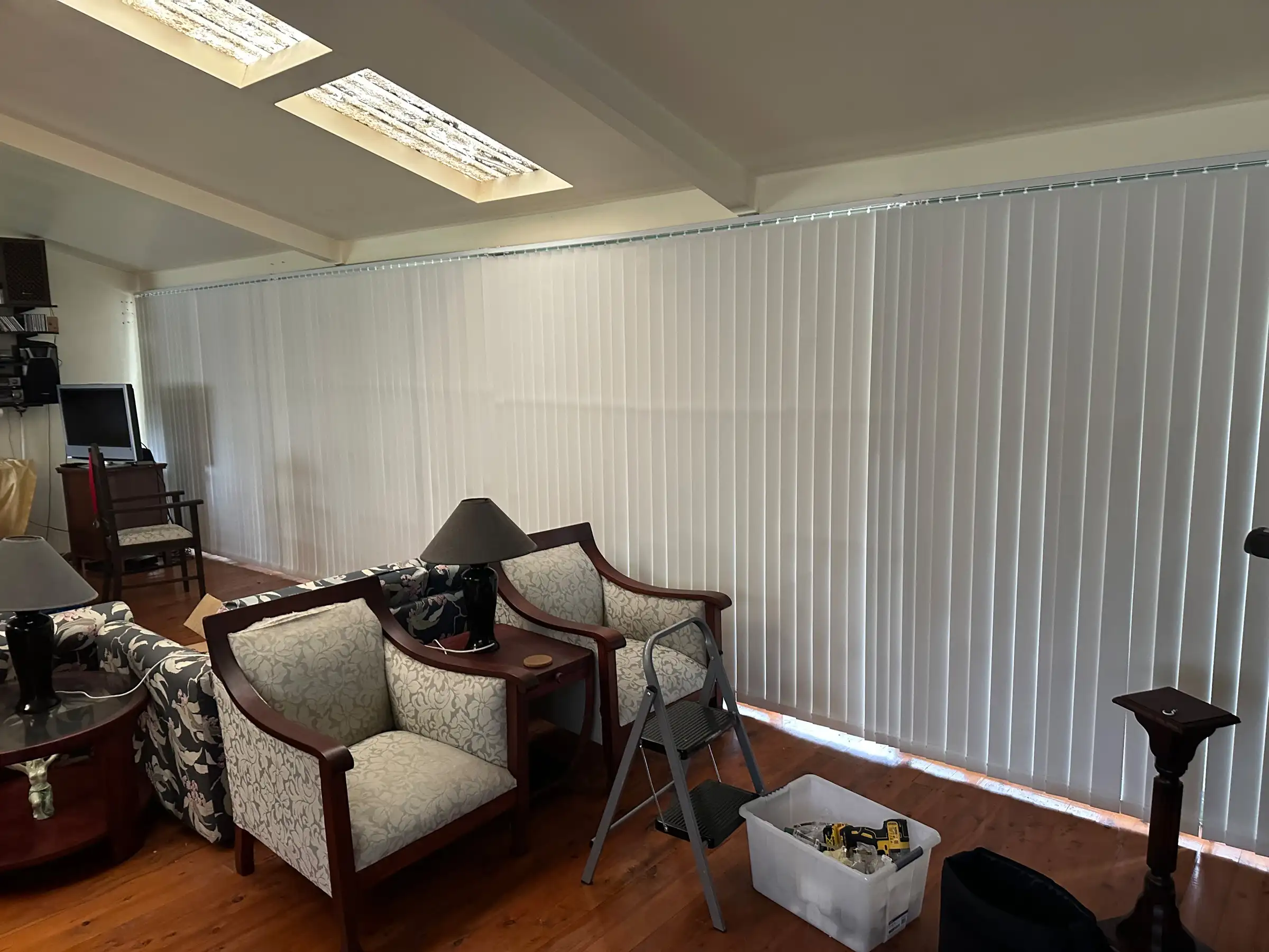 Vertical Blinds for Wide Windows and Sliding Doors – The Blind Crew Custom vertical blinds covering wide windows and sliding glass doors – stylish light control solution installed by The Blind Crew on the Central Coast.