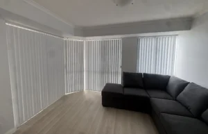 High-quality vertical blinds professionally measured and installed by The Blind Crew. Perfect for large windows and sliding doors, providing smooth operation, privacy, and energy efficiency for Central Coast properties.