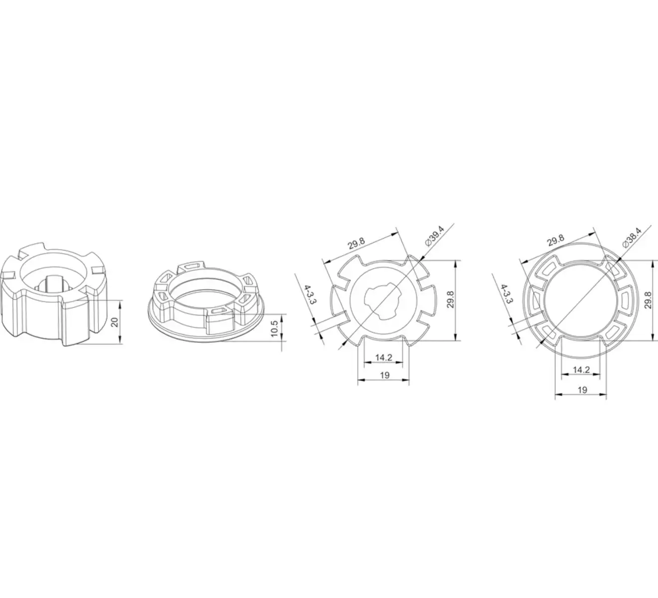 Alpha A2205 Crown and Drive for 30mm Motors installed in roller tube
