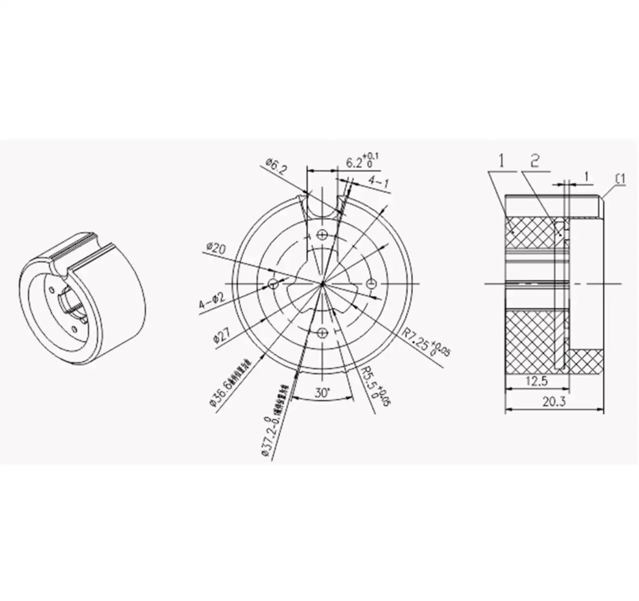 Alpha A2213 Crown and Drive for 30mm Motors installed in blind tube