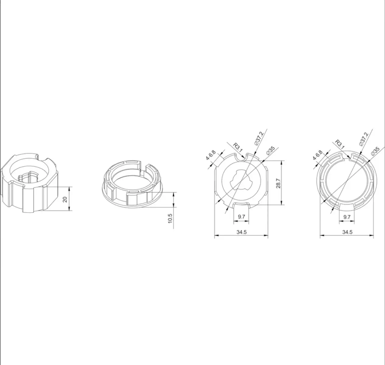 Alpha A2214 Crown and Drive for 30mm Motors installed in roller tube