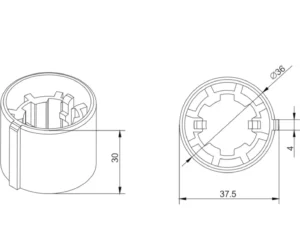 Alpha A2305 JAI 45mm crown and drive installed in roller tube