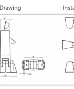 Alpha S001 sun and wind sensor dimensions and installation diagram for outdoor blinds.