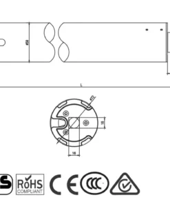 Technical dimension diagram of the Alpha WSER60 100/12 Universal Motor showing full length and motor head specifications.
