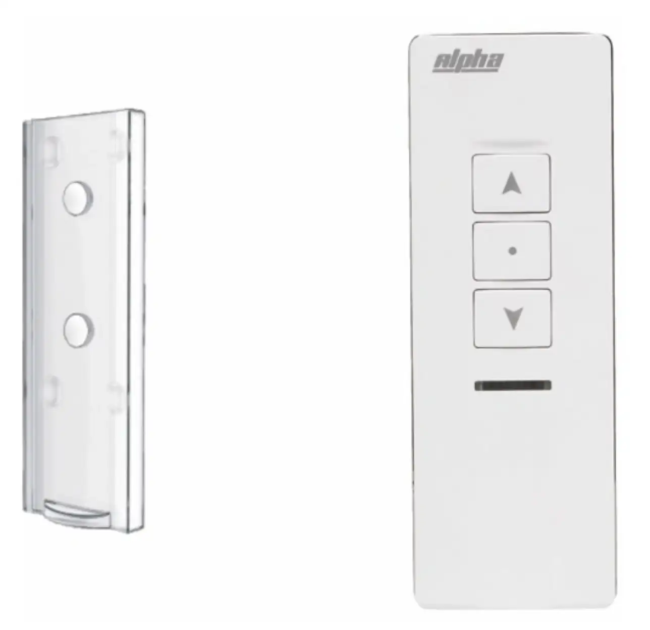 Alpha Motors RE301 Navigator Series single channel remote with stainless steel trim and magnetic wall mount