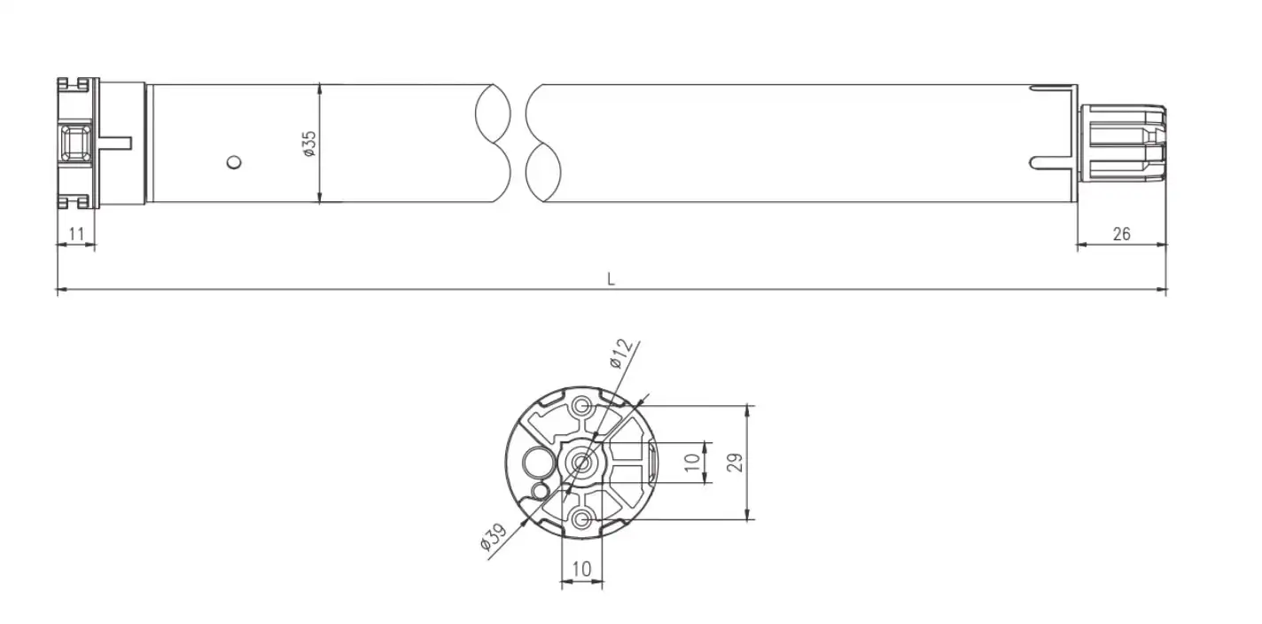 Alpha WSEC40 5/28 Universal Roller Blind Motor specifications and dimensions