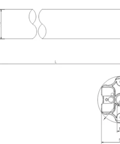 Dimensions diagram of the Alpha WSER50 50/13 LED CA Motor showing 966mm length and 45mm diameter.