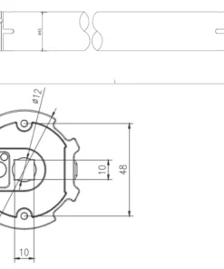 Dimensions diagram for the Alpha WSER50 G 20/17 Universal Grey tubular motor showing total length, diameter, and component structure.